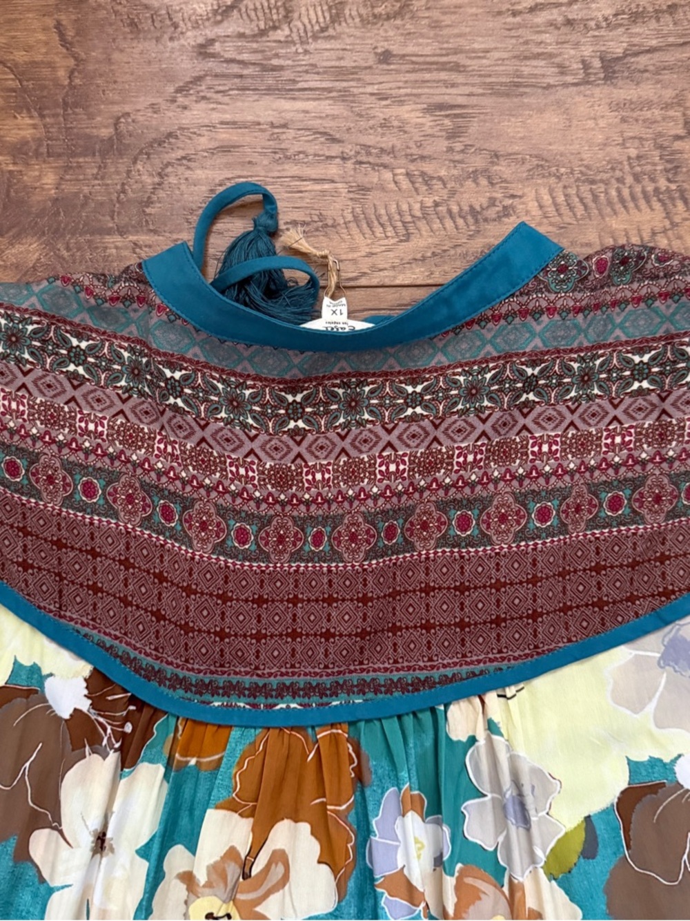 NWT) Easel Boho Floral Western Tunic Dress 1X - Picture 5 of 10